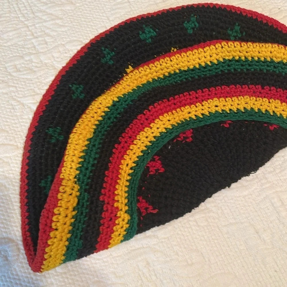 Jamaican Rasta Beanie Hat Marley Reggae One Size Cotton NWOT Multi Color - Picture 2 of 5